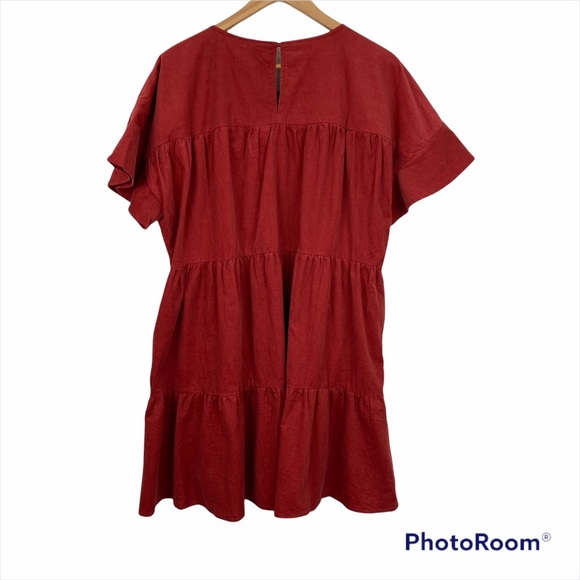 V evy j Red dress Short Sleeve Velvet Size L  NEW. A line relaxed fit - Picture 5 of 13